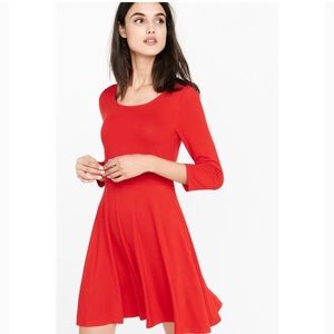 Express Bright Red Scoop Back Skater Dress